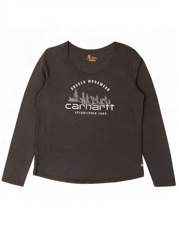 Carhartt Girls Relaxed Fit Grafisk Top Langærmet 15-16 år XL Grå