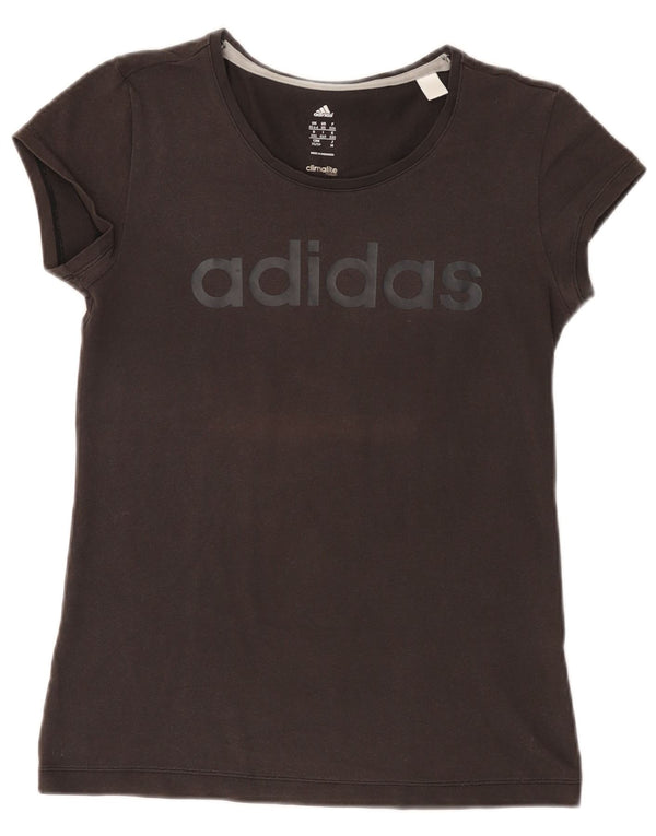 Adidas Dame Climalite grafisk T-shirt top UK 4/6 XS brun bomuld