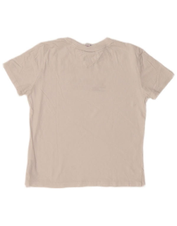 Tommy Hilfiger Dame Grafisk T-Shirt Top UK 6 XS Hvid Bomuld