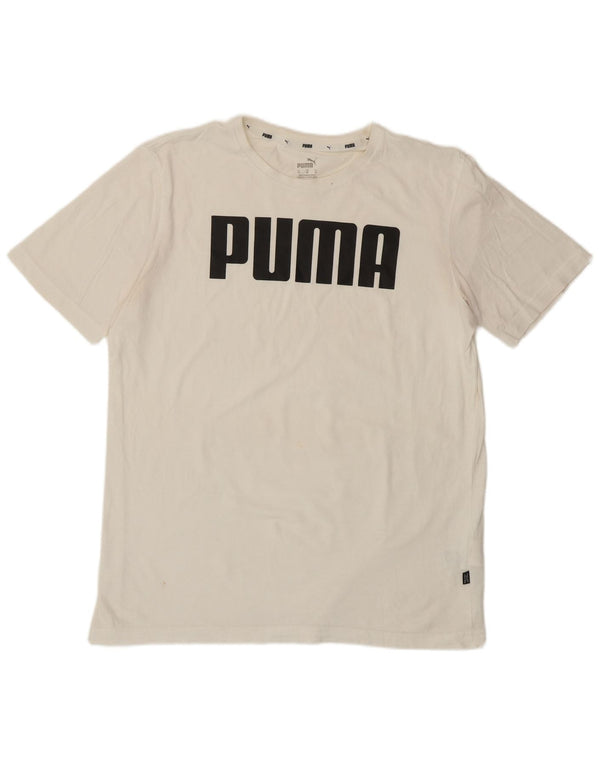PUMA Herre grafisk T-shirt Top Medium Hvid Bomuld