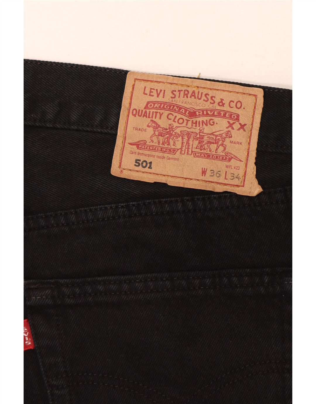 LEVI'S Herre 501 Straight Jeans W36 L34 Sort Bomuld