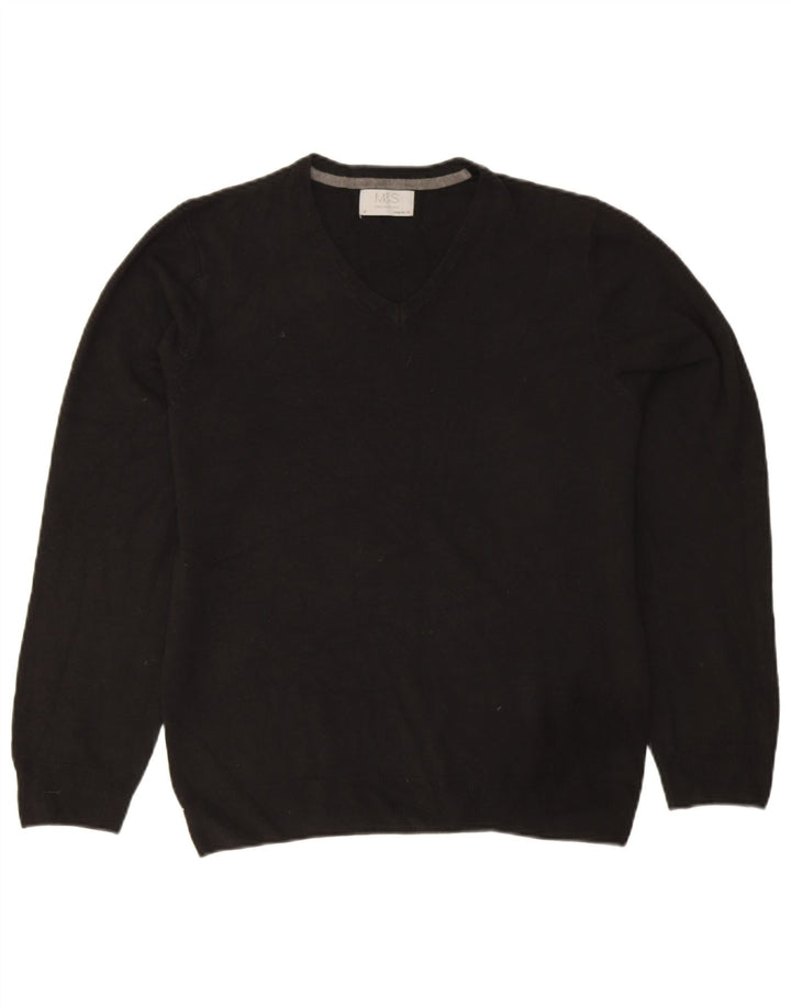 Marks & Spencer Herre Regular Fit V-hals sweater Medium Sort Akryl