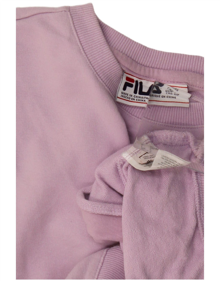 FILA Dame Oversized Sweatshirt Jumper UK 10 Lille Lilla Bomuld