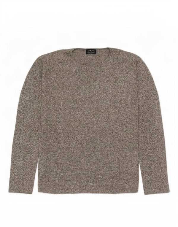 Zara Mens Crew Neck Jumper Sweater Small Grey Flecked Cotton