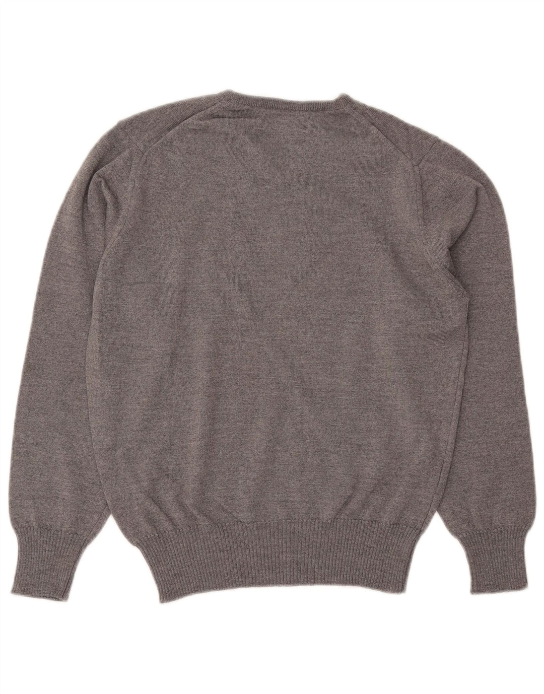 ZARA Mens V-Neck Jumper Sweater Medium Grey Wool