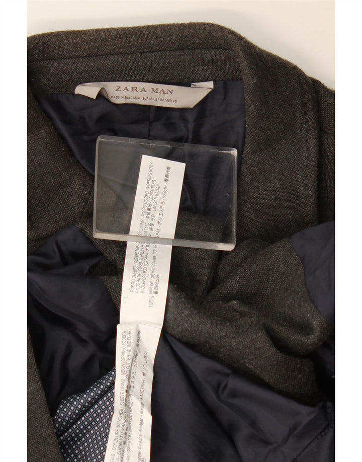 Zara Herre 2-knaps blazerjakke EU 48 Medium Grå Polyester