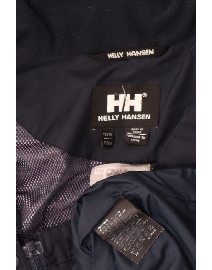 Helly Hansen Regnjakke med hætte til drenge 11-12 år Marineblå polyester