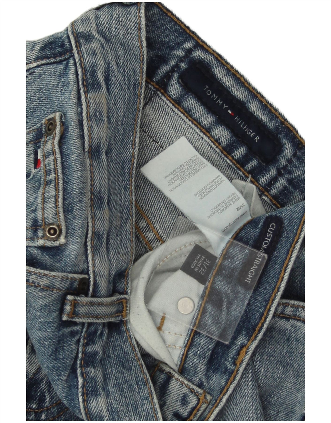 TOMMY HILFIGER Herre Custom Fit Straight Jeans W31 L32 Blå Bomuld