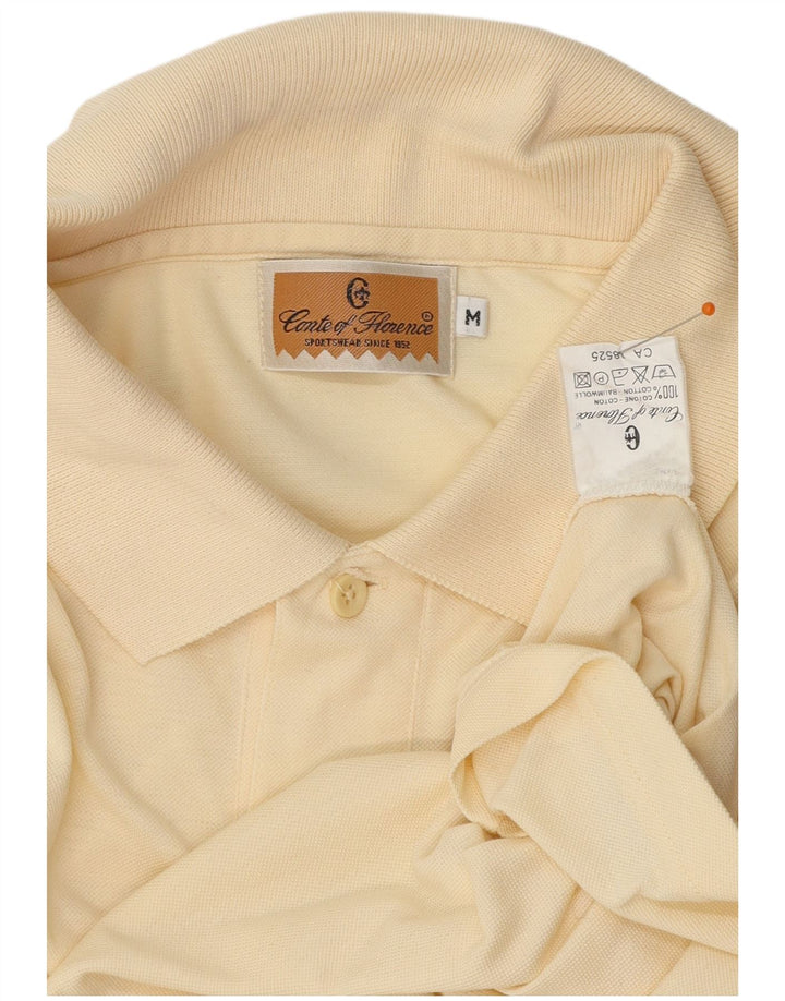 CONTE OF FLORENCE Mens Polo Shirt Medium Yellow Cotton