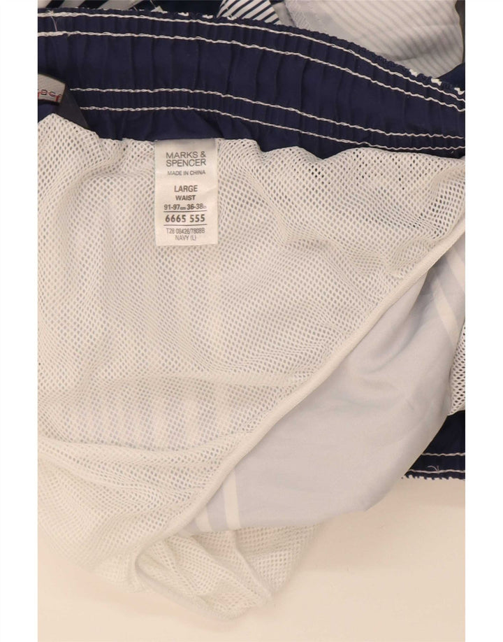 Marks & Spencer Badeshorts til mænd store marineblå stribet polyester