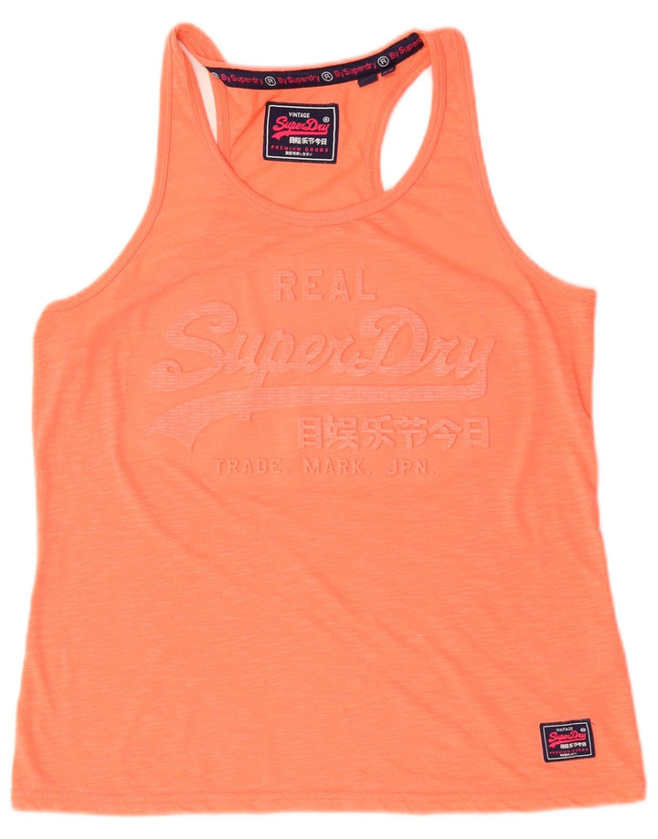 Superdry Grafisk Vest Top UK 14 Stor Orange Polyester til kvinder
