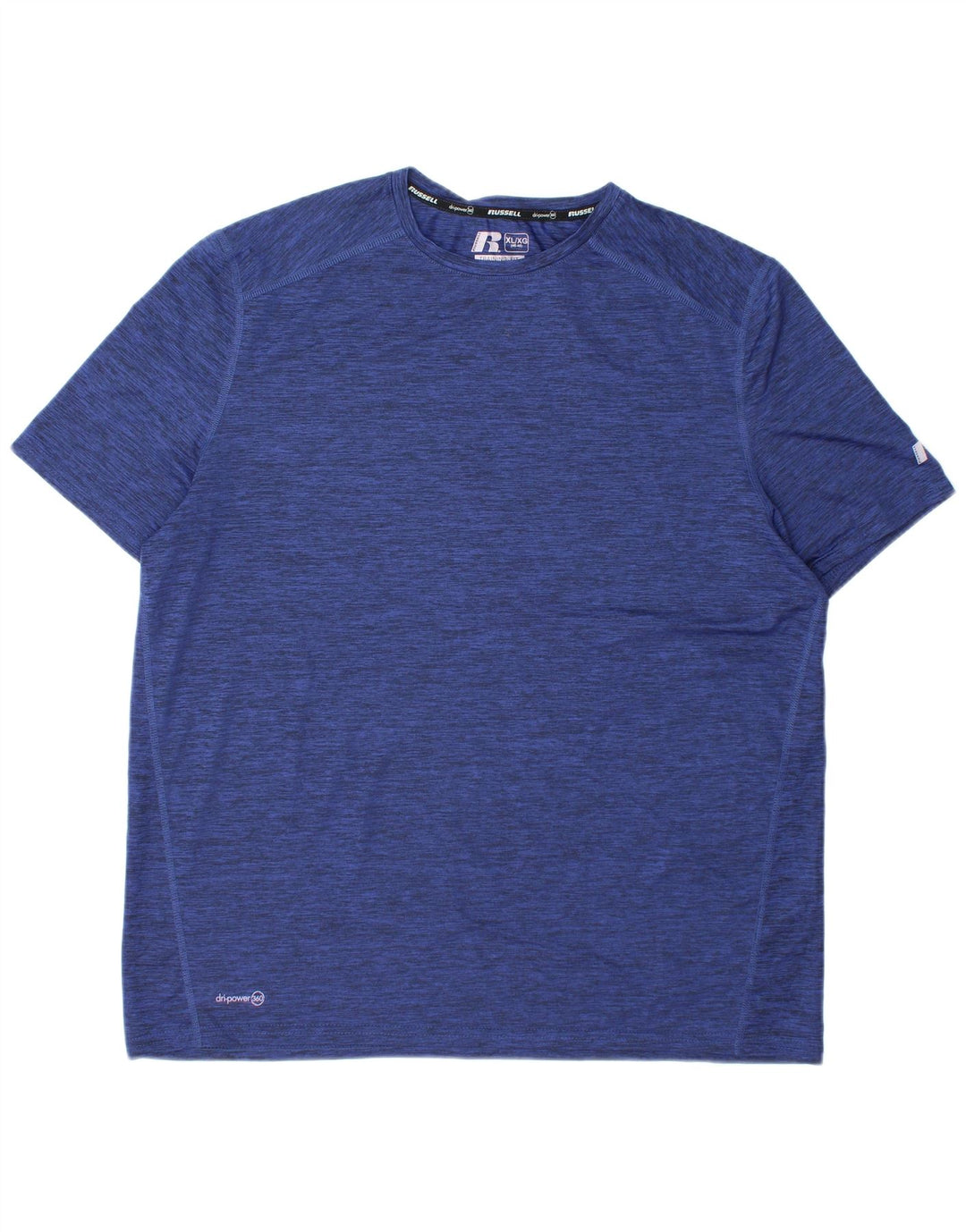 RUSSELL ATHLETIC Herre Dri-Power T-Shirt Top UK 46/48 XL Navy Blue Flecked