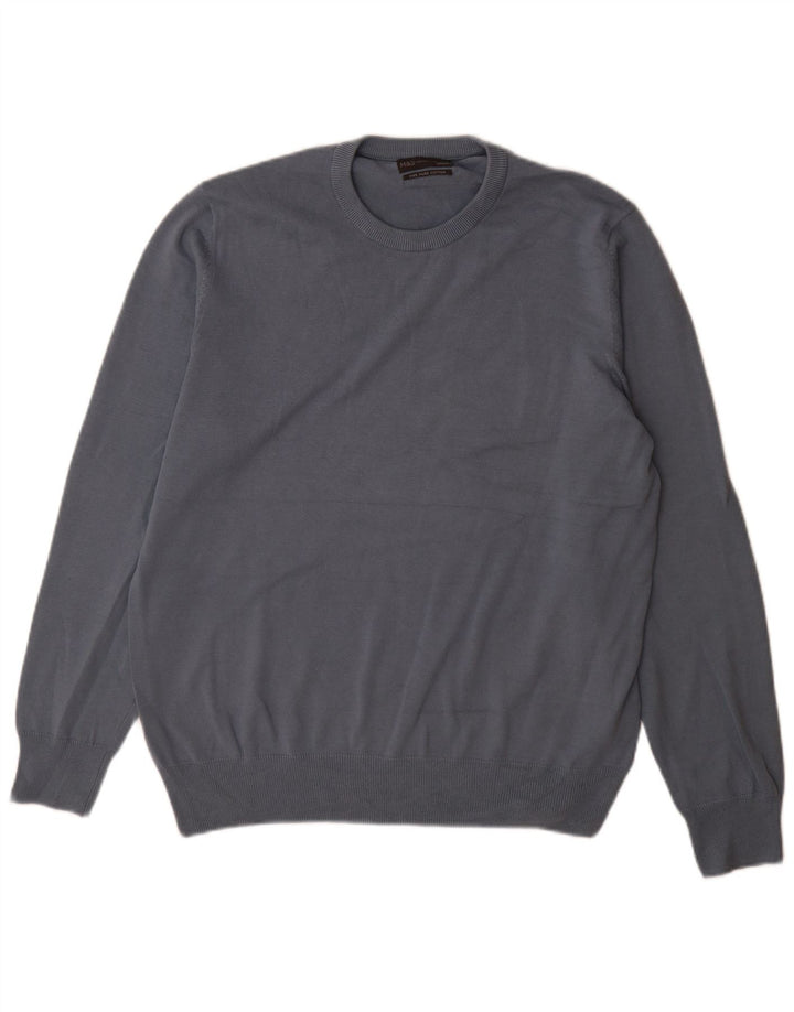Marks & Spencer Herre sweater med rund hals, stor blå bomuld