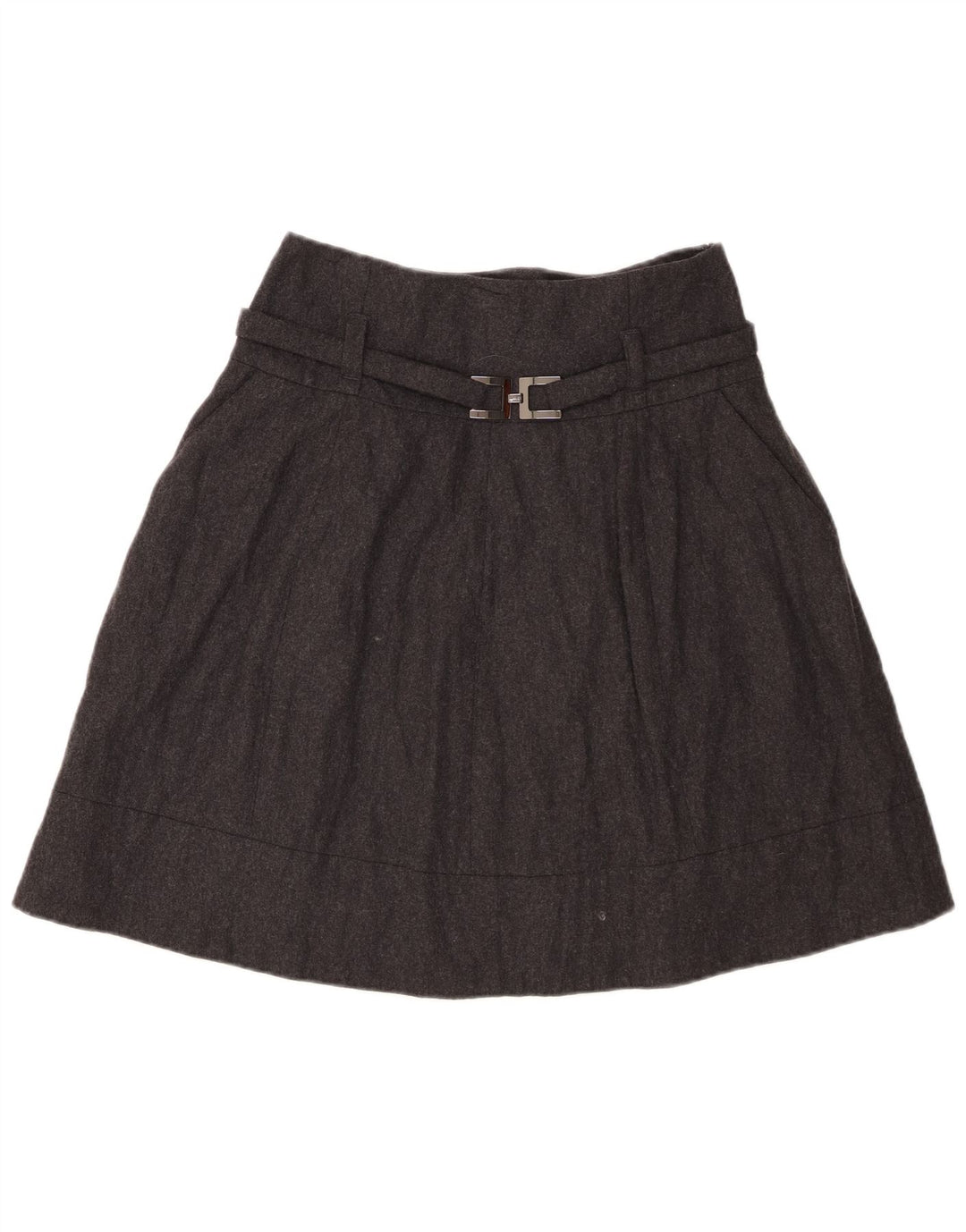 Halvfjerds kvinders A-linje nederdel IT 42 Medium W28 Grå Flecked Virgin Wool