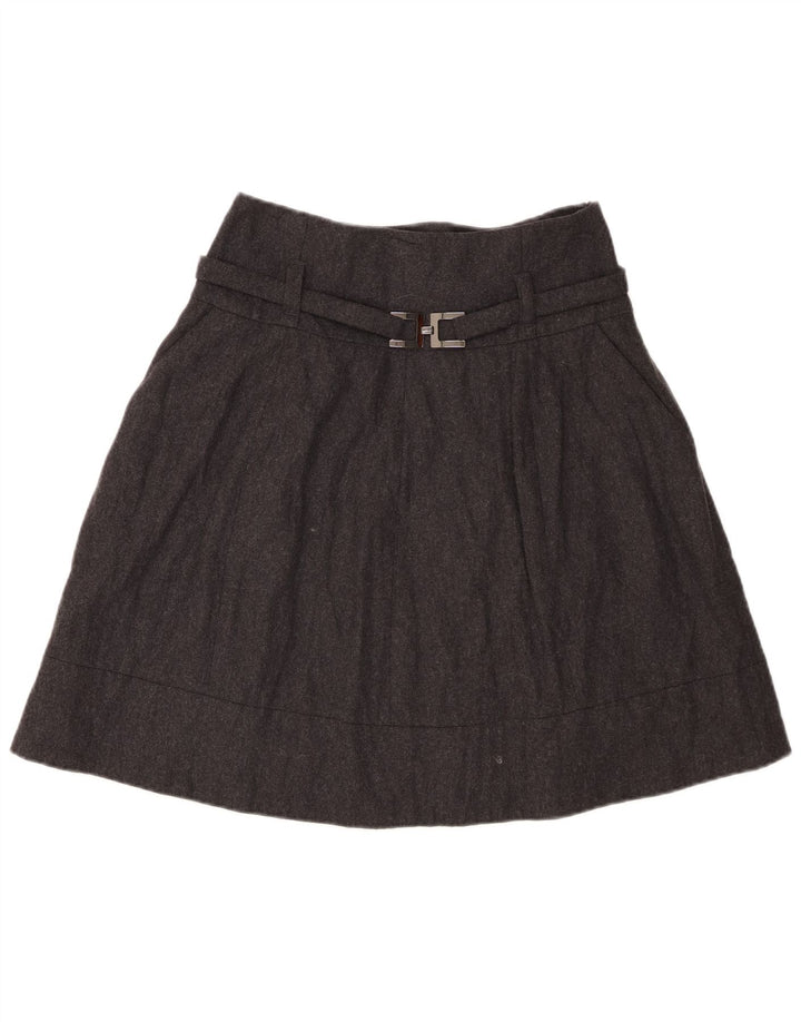 Halvfjerds kvinders A-linje nederdel IT 42 Medium W28 Grå Flecked Virgin Wool