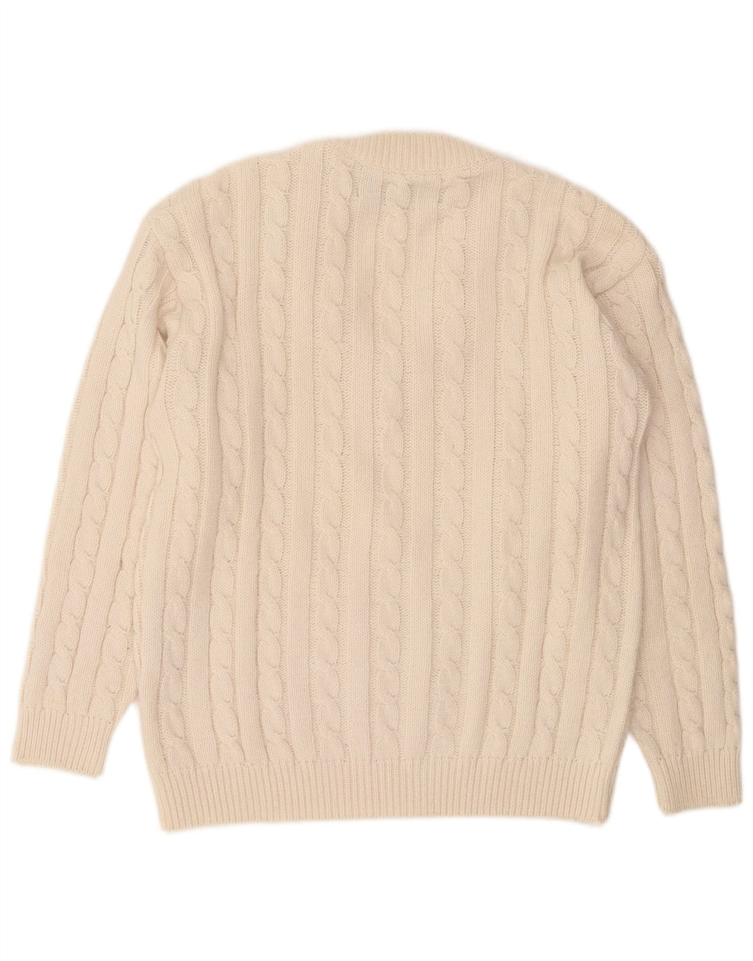 Vintage Herre V-hals sweater Medium Off White Akryl