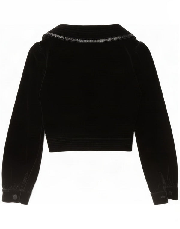 Vintage Dame Velvet Bolero Jacket UK 10 Small Black