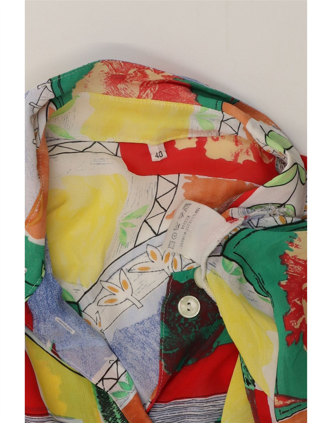 Vintage Dame Longline Shirt Bluse EU 40 Medium Multicolored Viscose