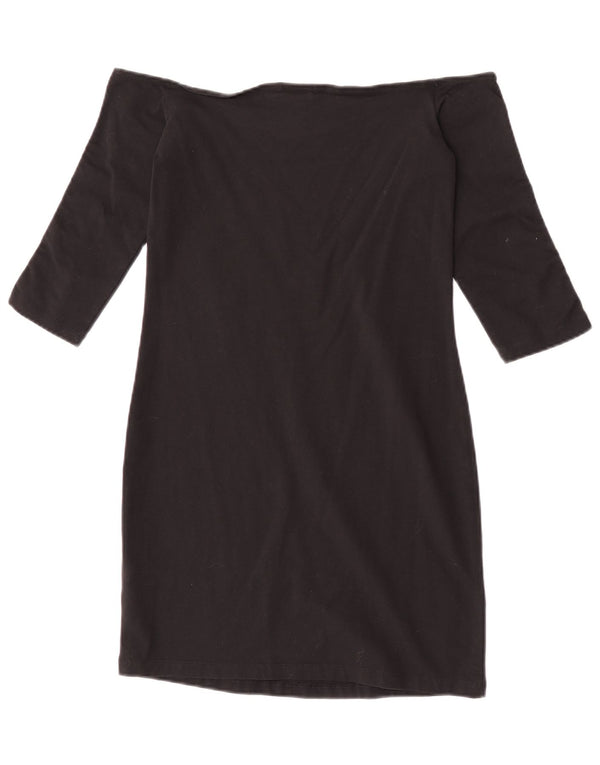 Adidas Dame 3/4 ærme Off Shoulder Kjole UK 14 Medium Sort Bomuld