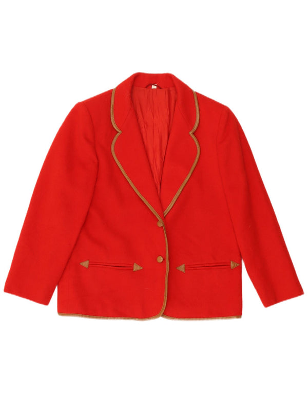 Vintage Dame 2 Knaps Blazer Jakke IT 46 Stor Rød