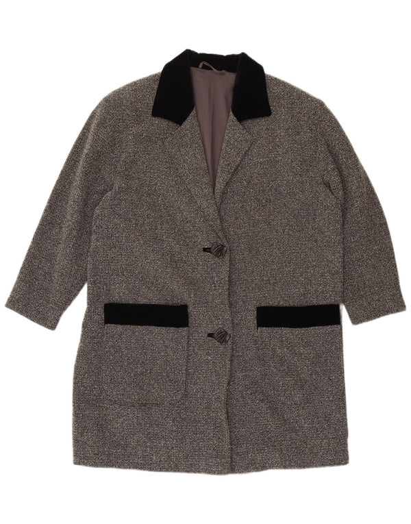 Vintage dame 2-knaps blazerjakke UK 20 2XL Grå Colourblock