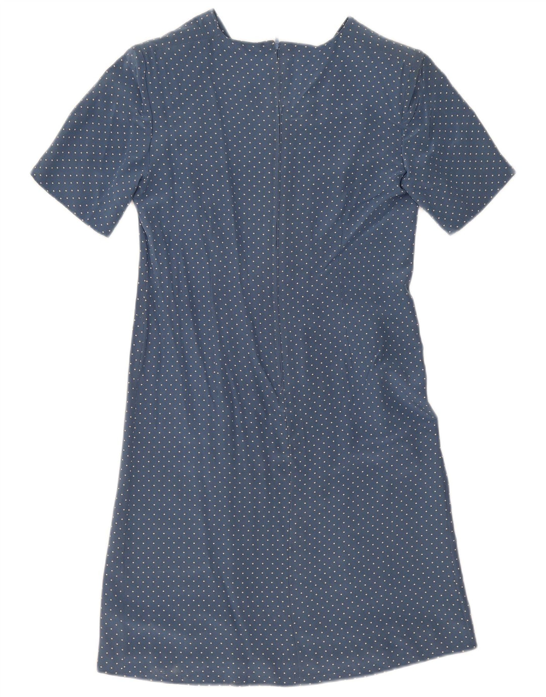 Vintage Dame A-Line Kjole UK 12 Medium Blue Spotted