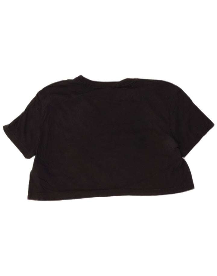 Nike Dame Loose Fit Crop Grafisk T-Shirt Top UK 14 Medium Sort Bomuld