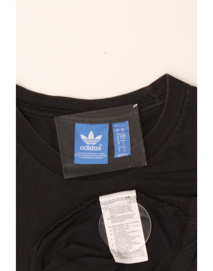 ADIDAS Mens Graphic T-Shirt Top Small Black Cotton Vintage Adidas and Second-Hand Adidas from Messina Hembry 