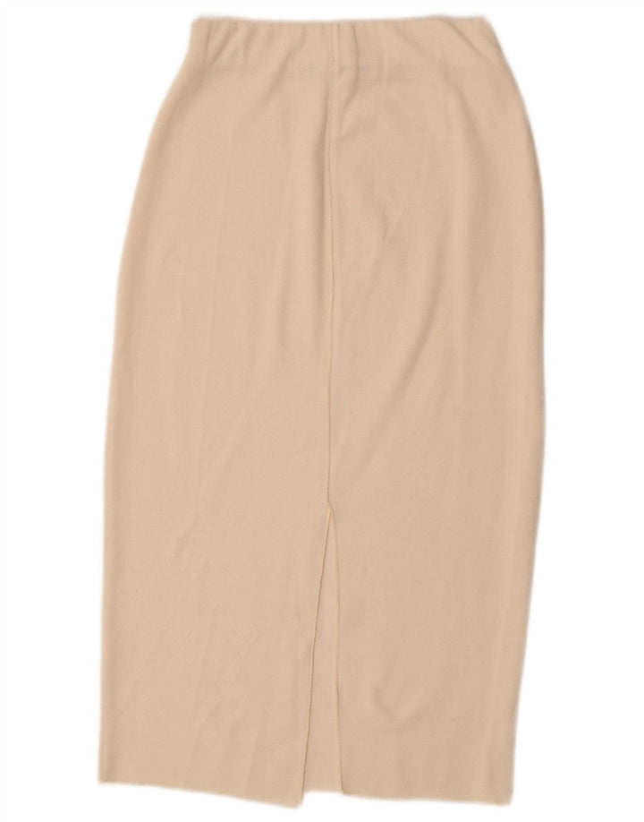 Zara Dame Strik Midi Nederdel Small W27 Off White