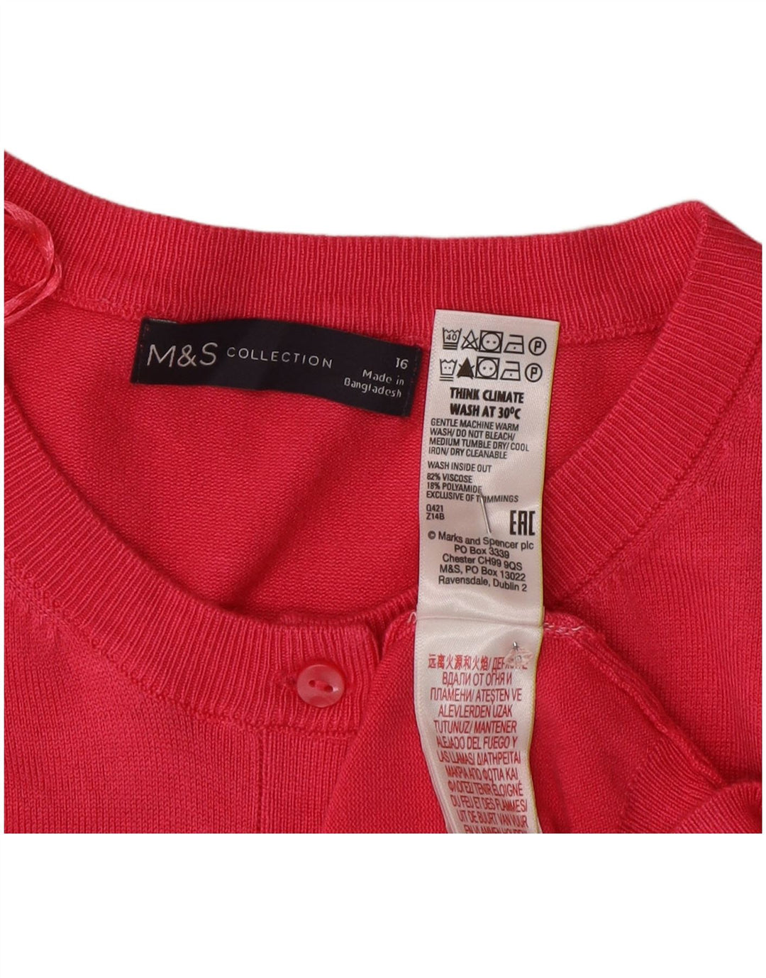 Marks & Spencer Dame Cardigan Sweater UK 16 Large Pink Viscose
