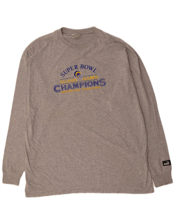 PUMA Herre grafisk top langærmet XL grå bomuld