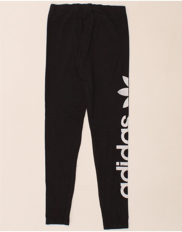 ADIDAS Womens Graphic Leggings UK 8 Small Black Cotton Vintage Adidas and Second-Hand Adidas from Messina Hembry 