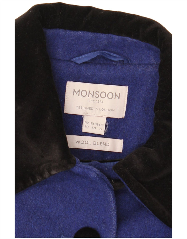 Monsoon Dame Overfrakke UK 10 Small Blue Colourblock