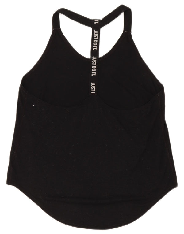 Nike Womens Dri Fit Loose Graphic Vest Top UK 14 Medium Black Polyester
