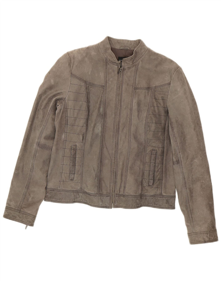 Mango Dame Ruskindsjakke UK 16 Stort gråt fåreskind