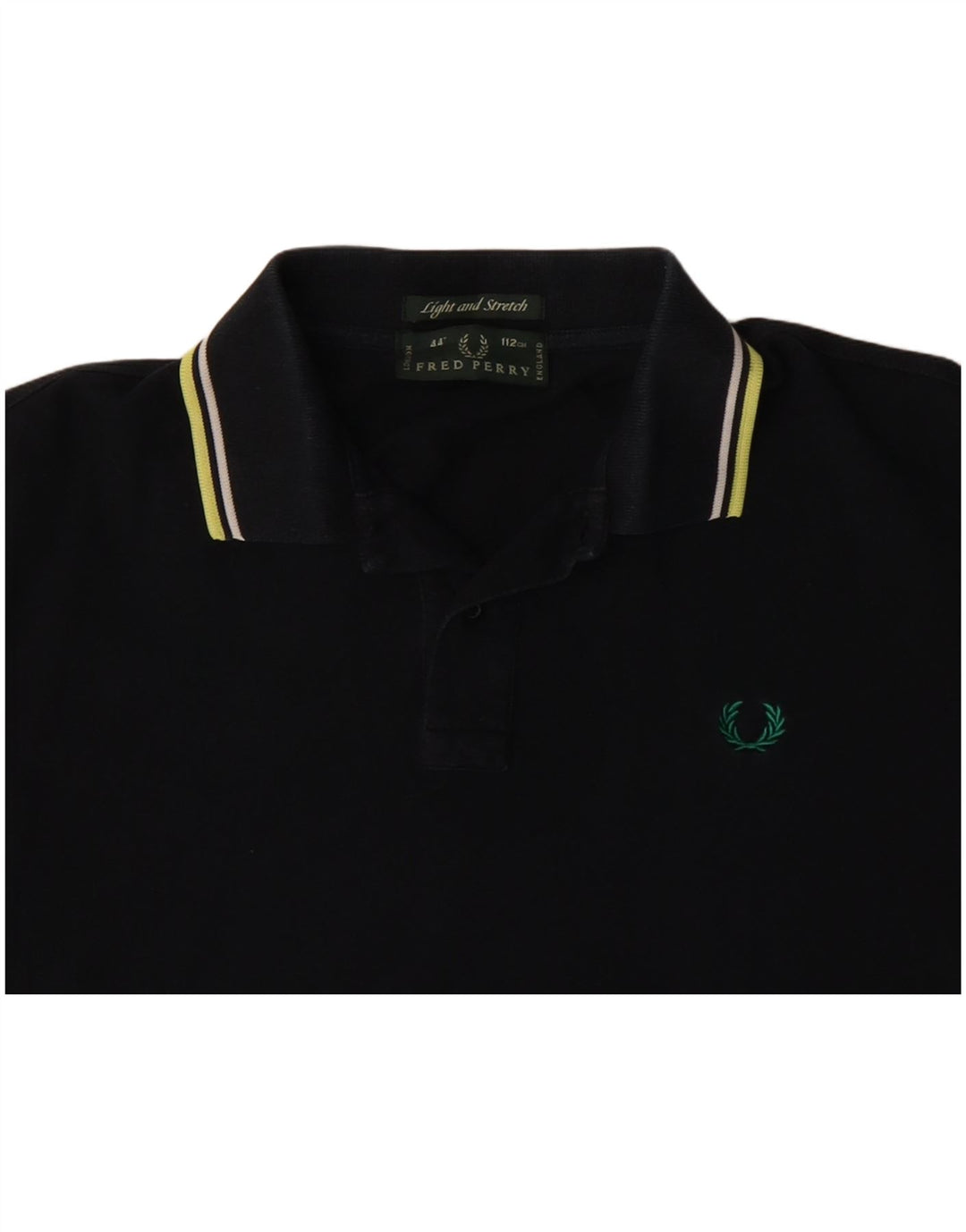 Fred Perry Womens Crop Polo Shirt UK 14 Medium Black Bomuld