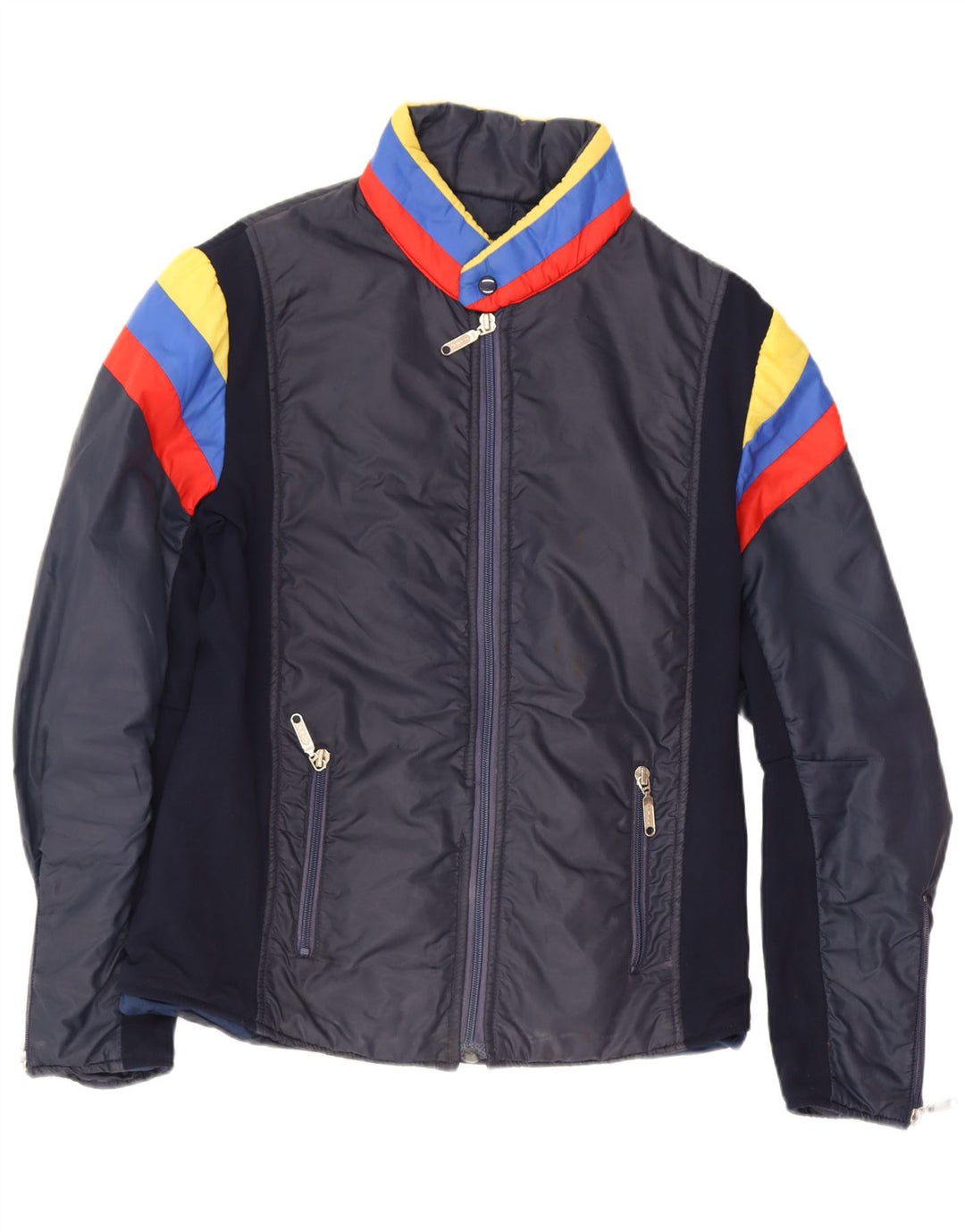 Vintage polstret skijakke til mænd str. 50 Medium Marineblå Colourblock Retro