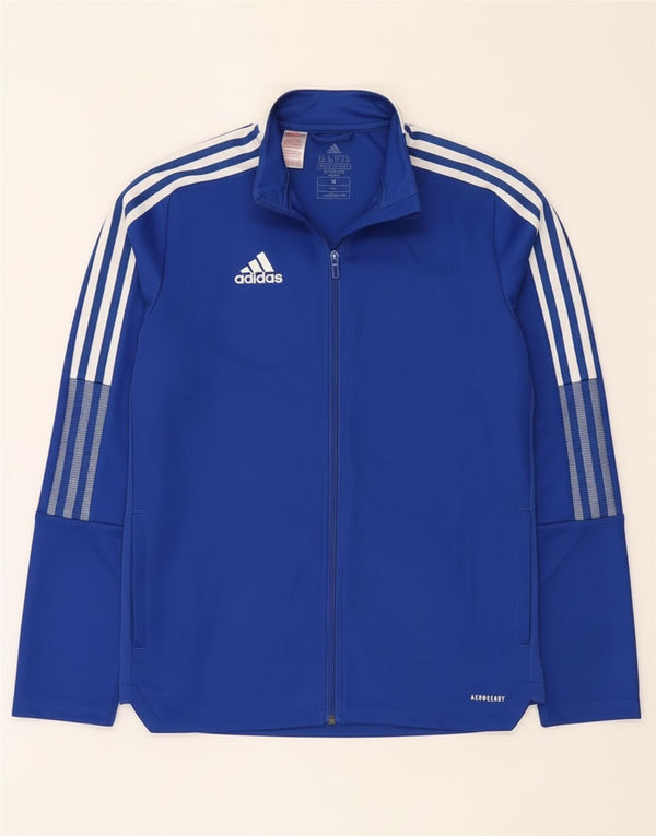 Adidas Boys Aeroready Tracksuit Topjakke 15-16 år Blå Colourblock