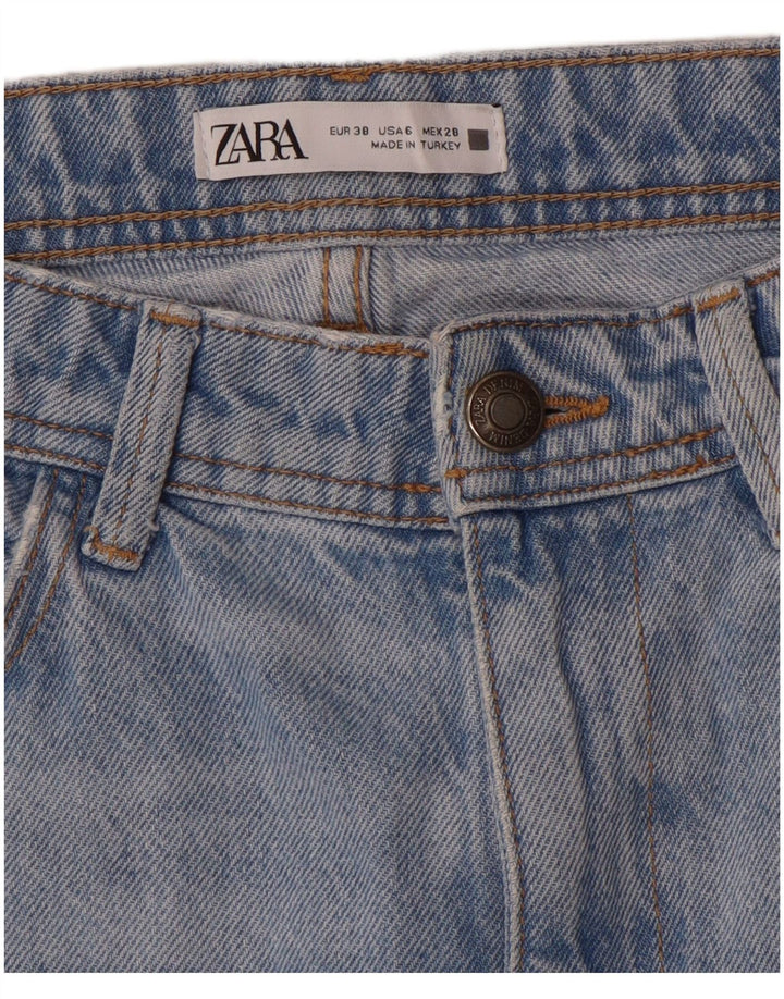 Zara Dame Distressed Straight Jeans EU 38 Small W28 L34 Blue