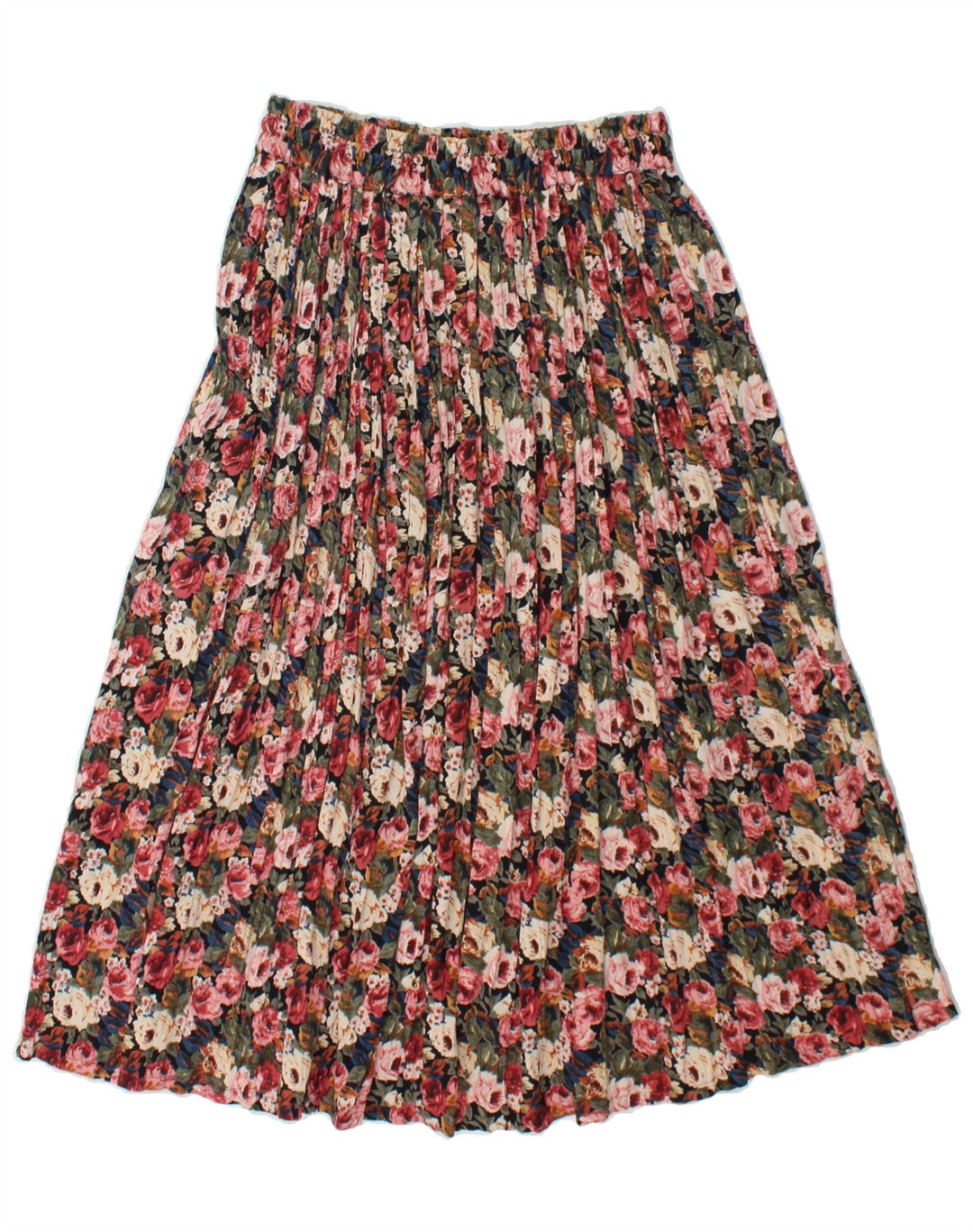 VINTAGE Womens Pleated Skirt W30 Medium Multicoloured Floral Vintage Vintage and Second-Hand Vintage from Messina Hembry 
