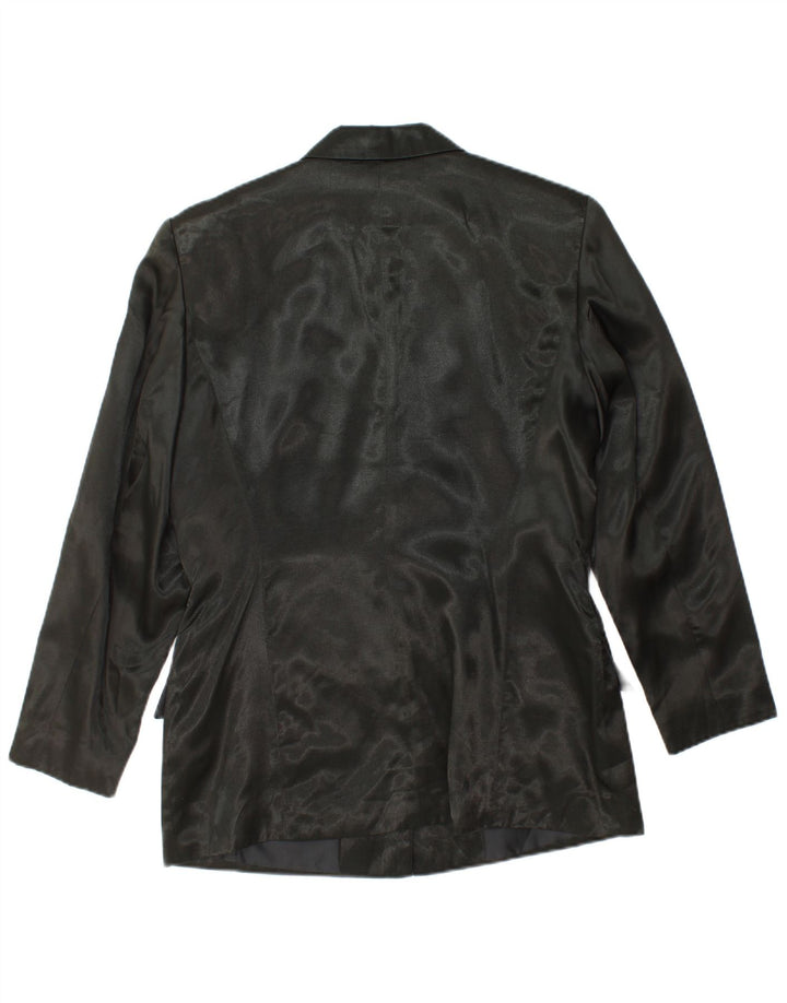 VINTAGE Dame 3-knaps blazerjakke UK 12 Medium Black Viscose
