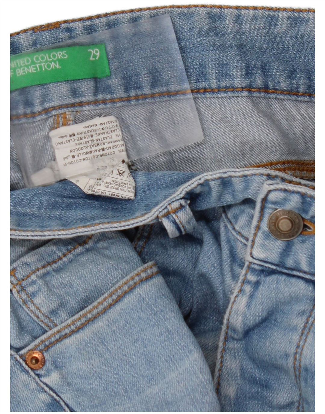 BENETTON Mens Denim Shorts W29 Medium Blue Cotton