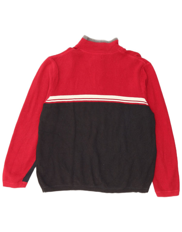 Eddie Bauer Herre Zip Neck trøje Sweater Small Red Colourblock Bomuld