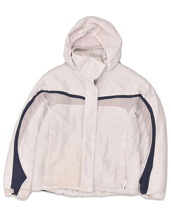 COLUMBIA Girls Hooded Windbreaker Jacket 15-16 Years Off White Polyester | Vintage Columbia | Thrift | Second-Hand Columbia | Used Clothing | Messina Hembry 