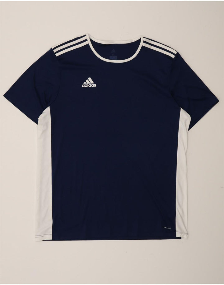 Adidas Herre Climalite T-Shirt Top XL Marineblå Colourblock Polyester