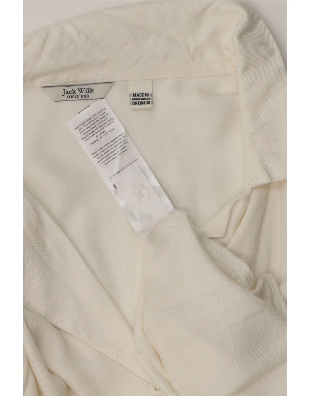 JACK WILLS Kortærmet skjortebluse til kvinder UK 12 Medium White Viscose