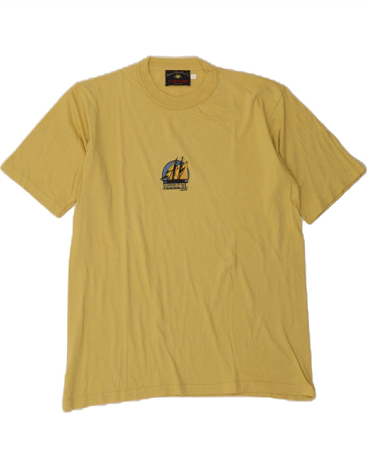 IL GRANCHIO Mens Graphic T-Shirt Top Medium Yellow Vintage Il Granchio and Second-Hand Il Granchio from Messina Hembry 