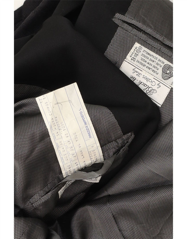 Vintage blazerjakke til mænd med 1 knap IT 54 2XL marineblå stribet jomfruuld