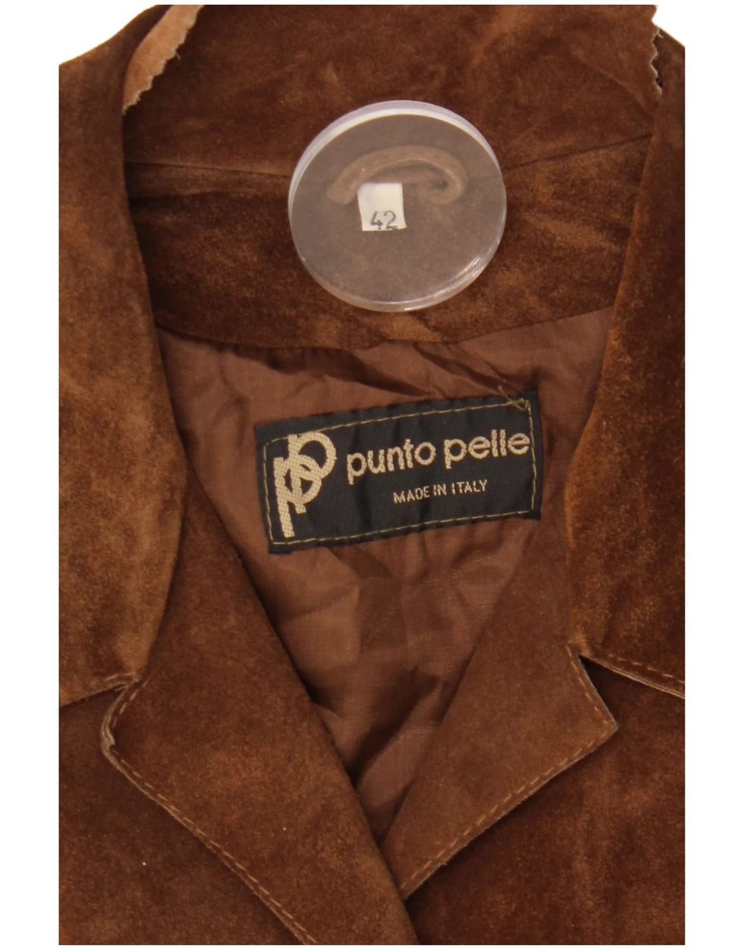 VINTAGE Dame 5-knaps ruskindsblazerjakke IT 42 medium brunt læder