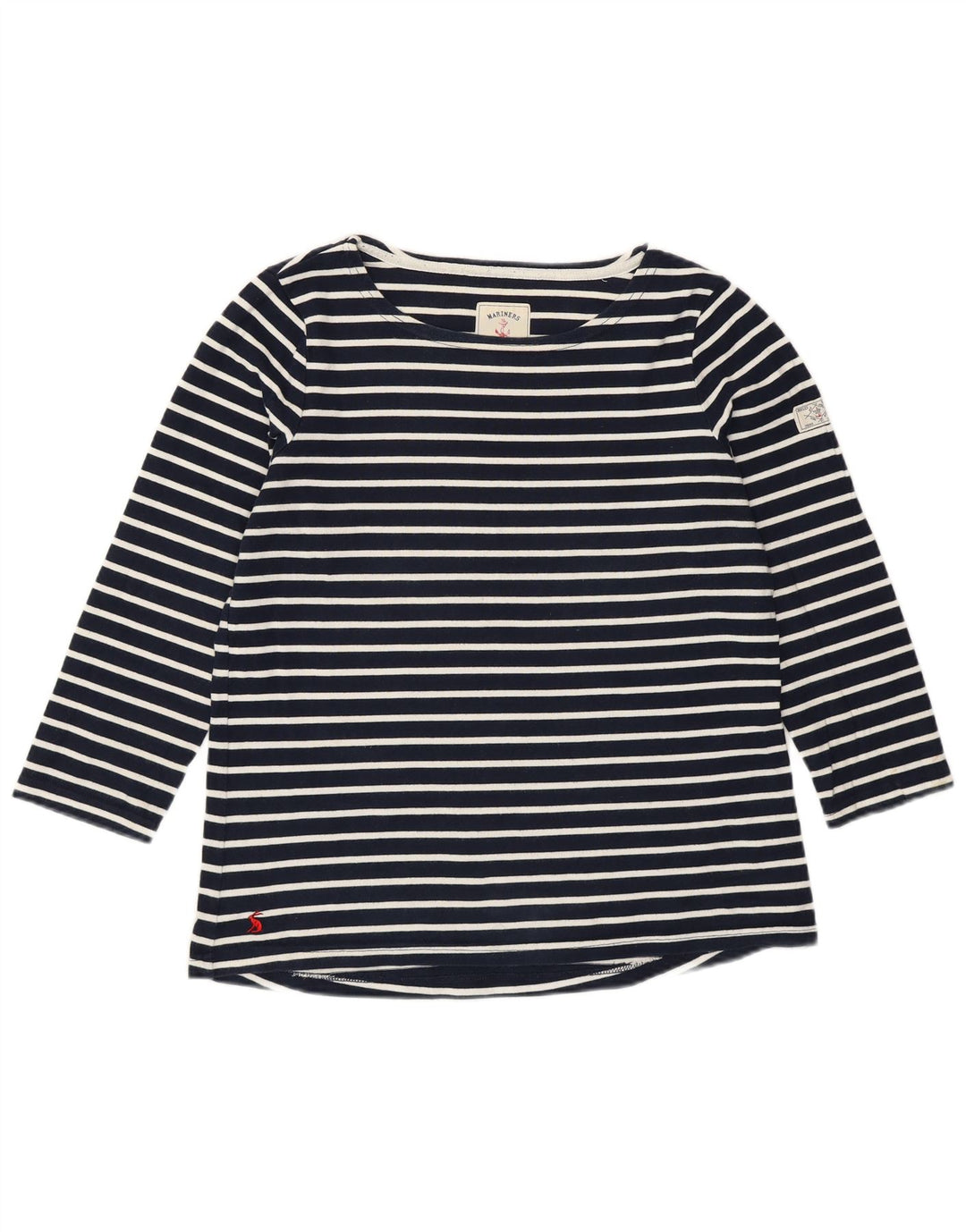 JOULES Dame Top 3/4 ærmer UK 12 Mellem marineblå stribet bomuld